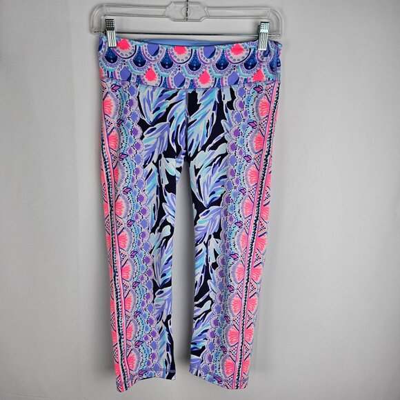 Lilly Pulitzer Luxletic Leggings Small Weekender Crop Flock Together Print Pink - Picture 2 of 9